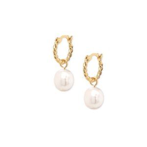 NWT Michaela Pearl Hoops // 14kt Gold Vermeil
